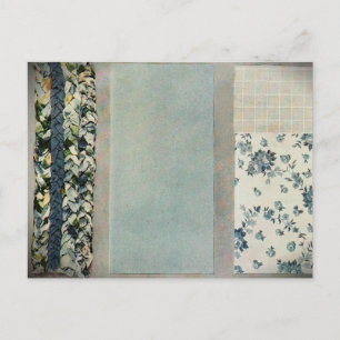 Patchwork Quilt Recipcard in Blue Briefkaart