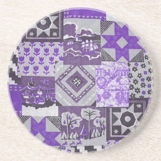 Patchwork Quilt Sandstone Onderzetter (Voorkant)