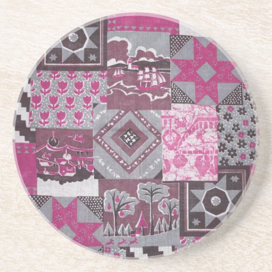Patchwork Quilt Sandstone Onderzetter (Voorkant)