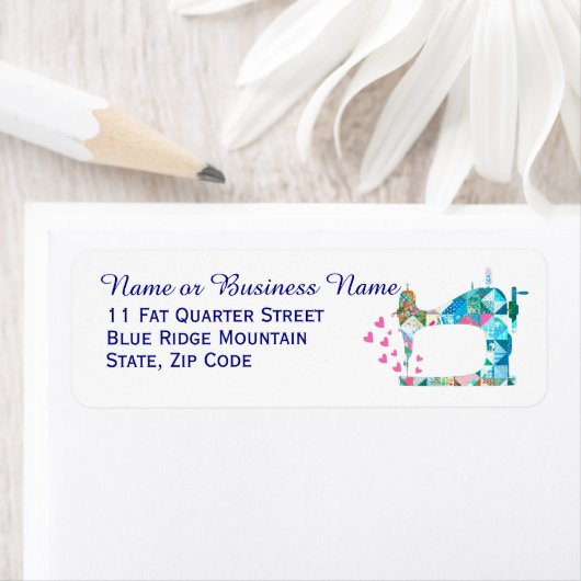 Patchwork Quilt Sewing Machine Etiket (Insitu)