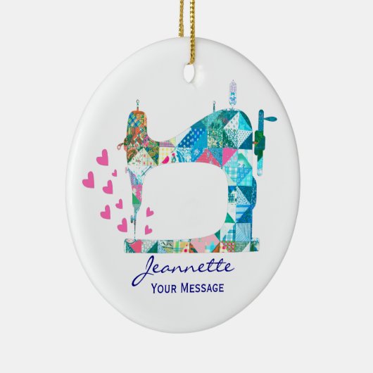 Patchwork Quilt Sewing Machine Keramisch Ornament (Rechts)