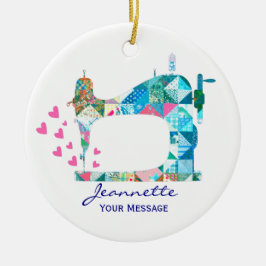 Patchwork Quilt Sewing Machine Keramisch Ornament