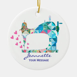 Patchwork Quilt Sewing Machine Keramisch Ornament