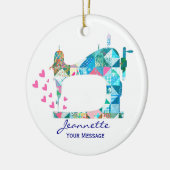 Patchwork Quilt Sewing Machine Keramisch Ornament (Links)