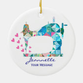 Patchwork Quilt Sewing Machine Keramisch Ornament (Achterkant)