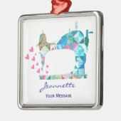 Patchwork Quilt Sewing Machine Metalen Ornament (Links)