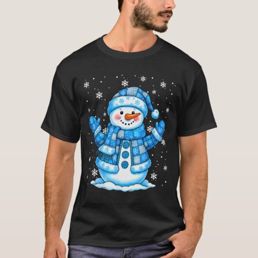 Patchwork Quilt Snowman Quilter Merry Christmas Pa T-shirt (Voorkant)