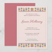 Patchwork Quilt Star Bruiloftsuitnodiging Kaart (Voorkant / Achterkant)