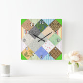 Patchwork Quilt Vierkante Klok (Huis)