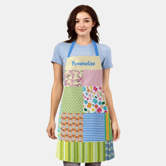 patchwork Quilt Women's Sewing Personalize Schort (Gedragen)