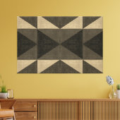 "PATCHWORK QUILT - ZWARTE EN TAN SQUARES" CANVAS AFDRUK (Insitu (Woonkamer))