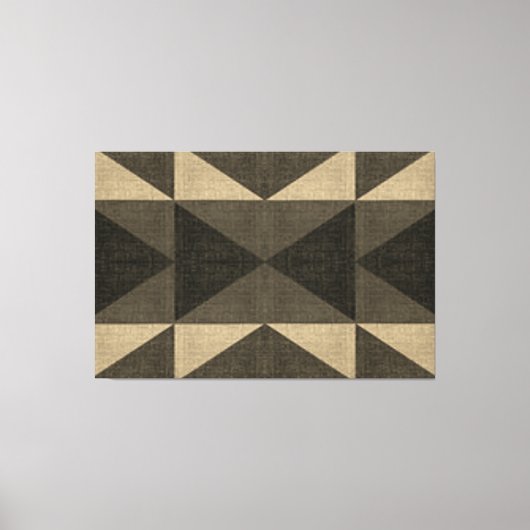 "PATCHWORK QUILT - ZWARTE EN TAN SQUARES" CANVAS AFDRUK (Voorkant)