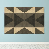 "PATCHWORK QUILT - ZWARTE EN TAN SQUARES" CANVAS AFDRUK (Insitu (Houten vloer))