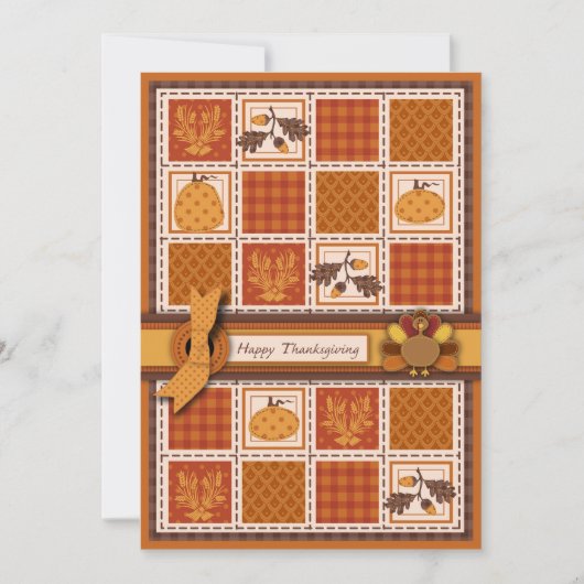 Patchwork Quilted-look-Thanksgiving Kaart (Voorkant)