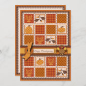 Patchwork Quilted-look-Thanksgiving Kaart (Voorkant / Achterkant)