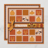 Patchwork Quilted-look-Thanksgiving Kaart (Voorkant / Achterkant)