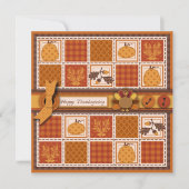 Patchwork Quilted-look-Thanksgiving Kaart (Voorkant)