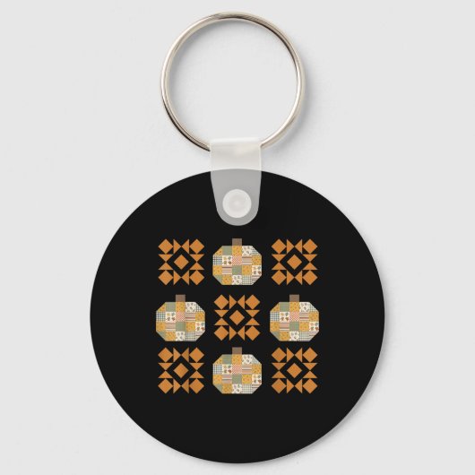 Patchwork Quilter Herfst Pompoen Quilt Block Herfs Sleutelhanger (Voorkant)