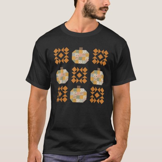 Patchwork Quilter Herfst Pompoen Quilt Block Herfs T-shirt (Voorkant)