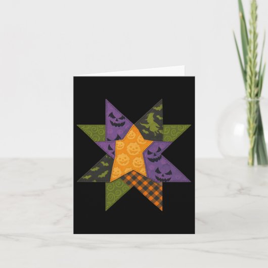 Patchwork Quilting Block Sterrenpatroon Halloween  Kaart (Voorkant)