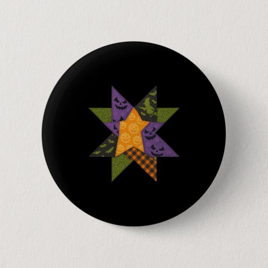 Patchwork Quilting Block Sterrenpatroon Halloween Ronde Button 5,7 Cm (Voorkant)