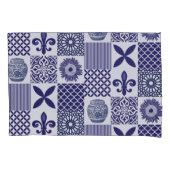 Patchwork Quiltpatroon in marineblauw en wit Kussensloop (Voorkant)