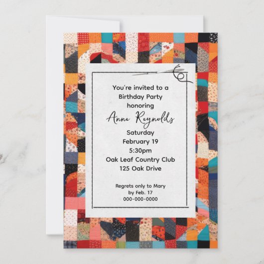 Patchwork Quiltpatroon met naald verjaardagsfeestj Kaart (Voorkant)