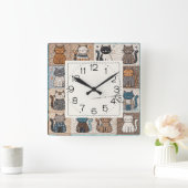 Patchwork quiltpatroon voor katten vierkante klok (Huis)