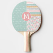 Patchwork Rainbow Hearts Monogram Ping Pong Paddle Tafeltennisbatje (Achterkant)