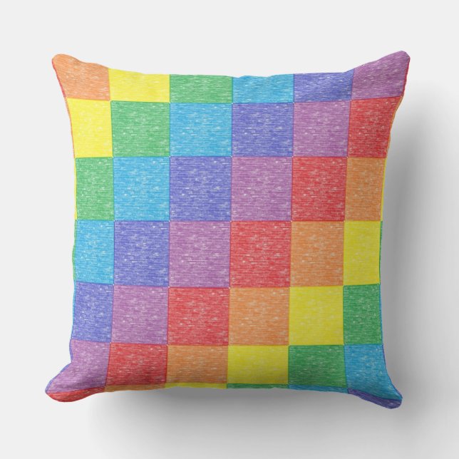 Patchwork Rainbow Pillow Kussen (Voorkant)