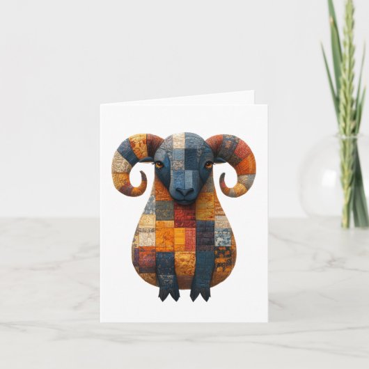 Patchwork Ram Groetjes Kaart (Voorkant)