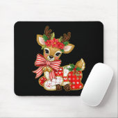 Patchwork Reindeer Preppy Girly Christmas Xmas Hol Muismat (Met muis)