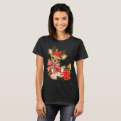 Patchwork Reindeer Preppy Girly Christmas Xmas Hol T-shirt (Voorkant volledig)