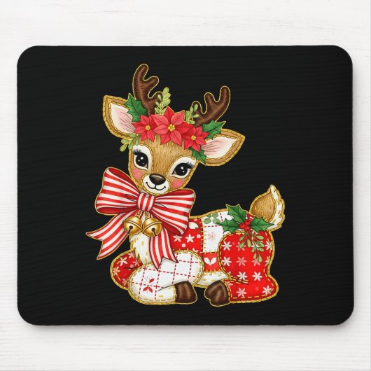 Patchwork Rendier Preppy Meisjesachtig Kerstmis Ke Muismat (Voorkant)