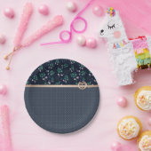 Patchwork, Retro, blau Papieren Bordje (Feest)