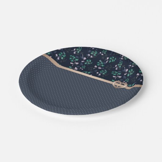 Patchwork, Retro, blau Papieren Bordje (Gekanteld)