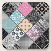 Patchwork retro kleuren patchwork quilting bier onderzetter (Voorkant)