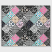 Patchwork retro kleuren patchwork quilting cadeaupapier (Vlak)