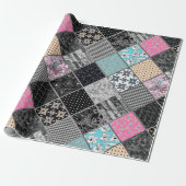 Patchwork retro kleuren patchwork quilting cadeaupapier (Uitgerold)