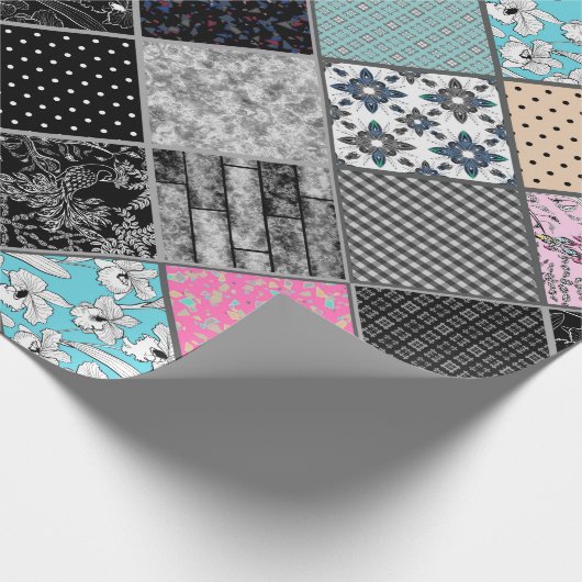 Patchwork retro kleuren patchwork quilting cadeaupapier (Hoek)