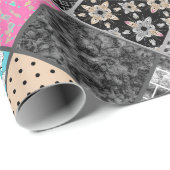 Patchwork retro kleuren patchwork quilting cadeaupapier (Rol Hoek)