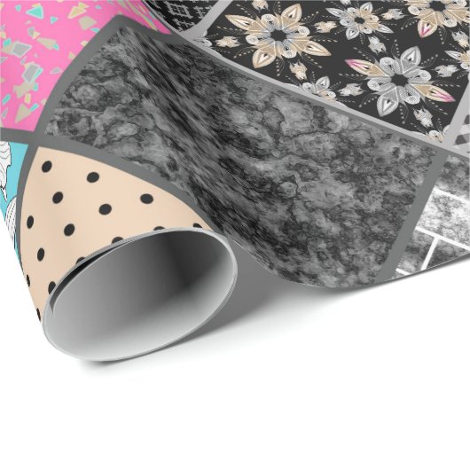 Patchwork retro  kleuren patchwork quilting cadeaupapier (Rol Hoek)