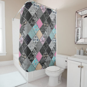 Patchwork retro kleuren patchwork quilting douchegordijn