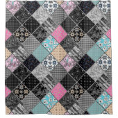 Patchwork retro kleuren patchwork quilting douchegordijn (Voorkant)