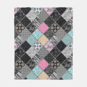 Patchwork retro  kleuren patchwork quilting fleece deken (Voorkant)