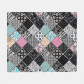 Patchwork retro  kleuren patchwork quilting fleece deken (Voorkant (Horizontaal))