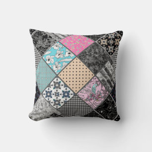 Patchwork retro  kleuren patchwork quilting kussen