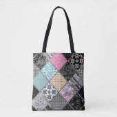 Patchwork retro  kleuren patchwork quilting tote bag (Voorkant)