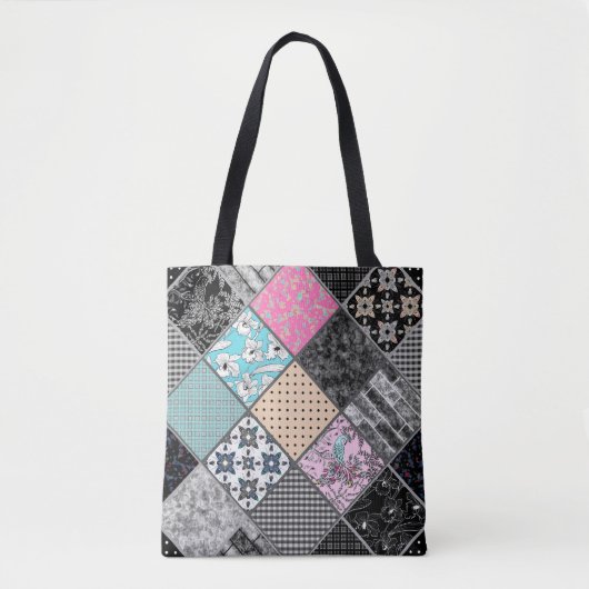 Patchwork retro  kleuren patchwork quilting tote bag (Voorkant)