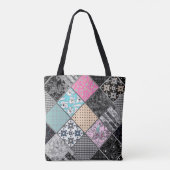 Patchwork retro  kleuren patchwork quilting tote bag (Achterkant)